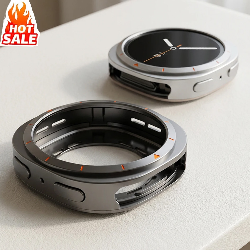 อลูมิเนียมอัลลอยด์โลหะกรณี + PC (พลาสติก) ฝาหลังสําหรับ Samsung Galaxy Watch 8 44 มม.40 มม.กรณีฝาครอบกลวงไม่มีป้องกันหน้าจอกันชน Anti-fall กันกระแทก