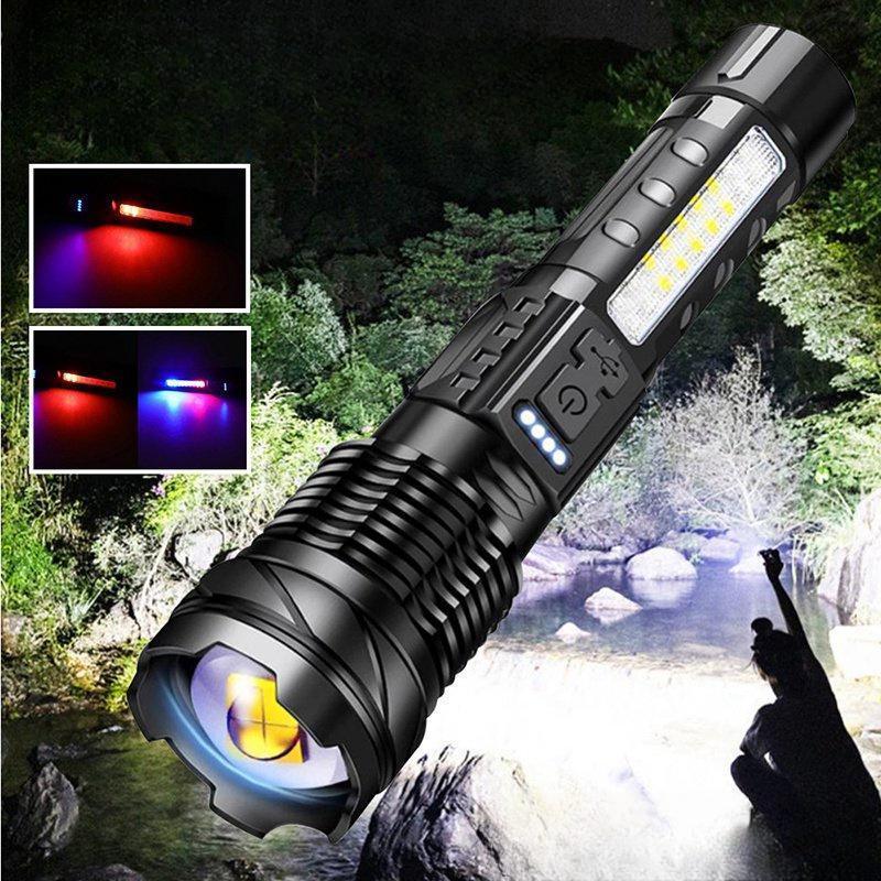 【GE】Nova-2410 ไฟฉาย LED สว่างมาก ชาร์จด้วย USB ซูมได้ ไฟฉาย 7 รุ่น ล่าสัตว์ และตั้งแคมป์ ไฟฉาย  ดํา