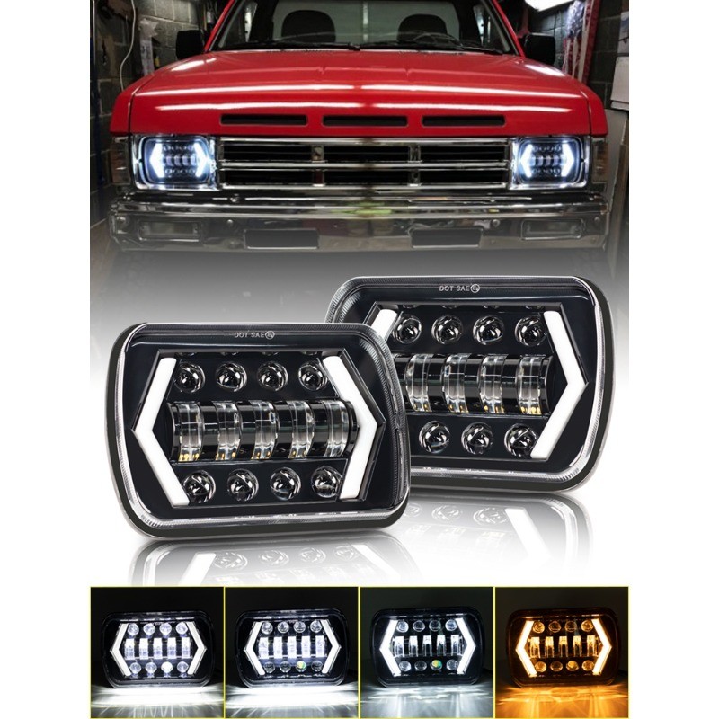 55W 7x6 ''5X7" กันน้ํา LED ไฟหน้าสีขาว DRL Amber TURN สัญญาณสําหรับ JEEP YJ Cherokee XJ รถบรรทุก