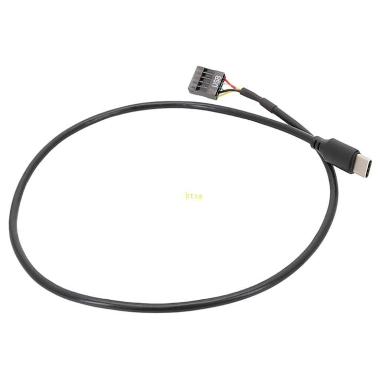 Btsg USB 9 Pin Male to เมนบอร์ด USB C Male Adapter Extension Cable Type C Cable