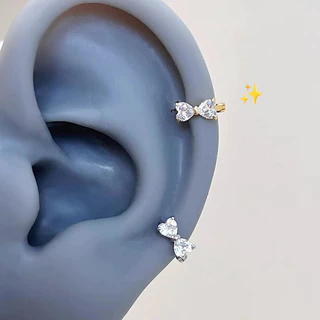 Roselife ต่างหูเงินแท้ S925 แบบวงกลมหัวใจคริสตัล ส่องแสงสวยงาม สำหรับเจาะหู
