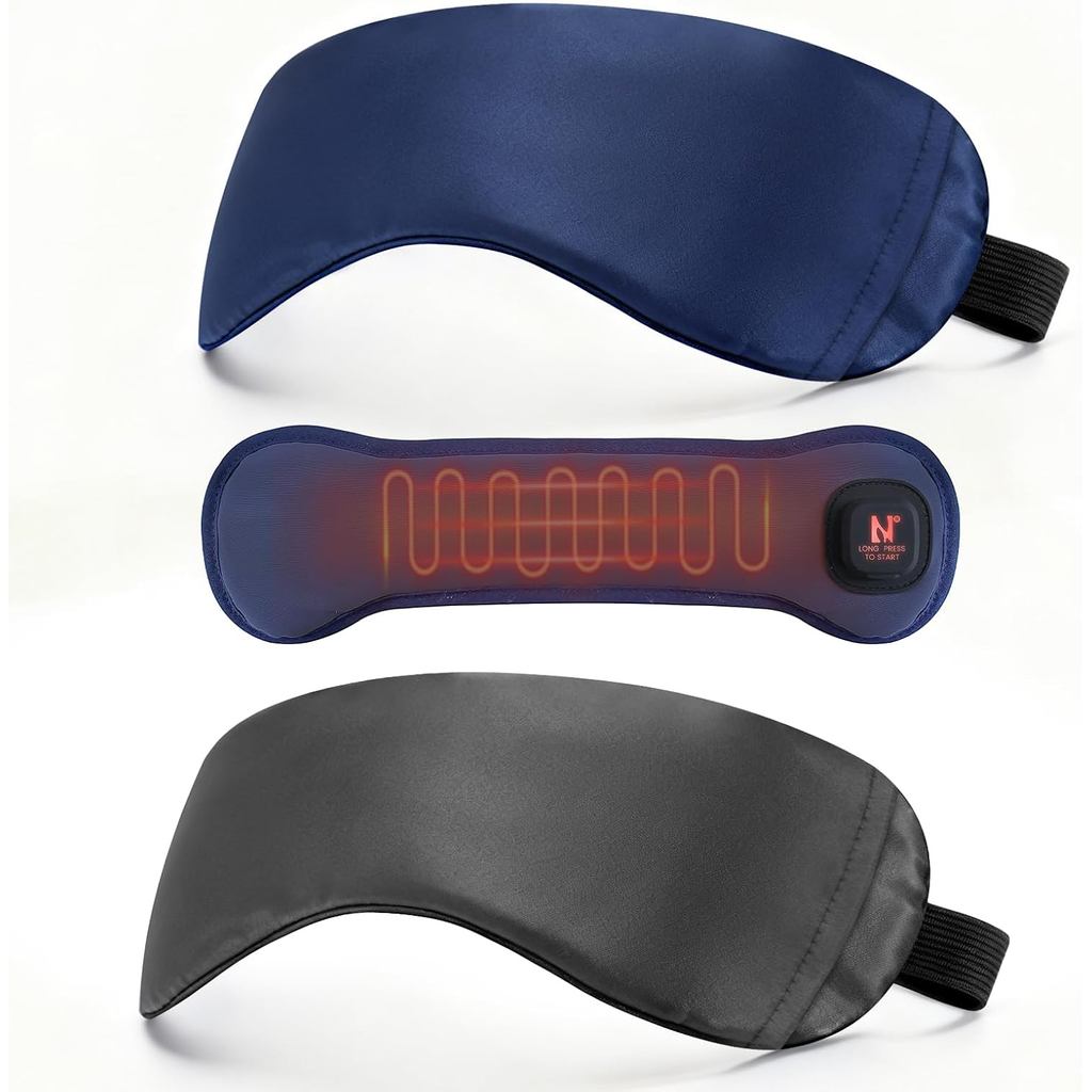 Heated Eye Mask สําหรับตาแห้ง, 1500mAh Warm Eyes Compress with Silver-Ion Heating Pad, Wireless Eye 