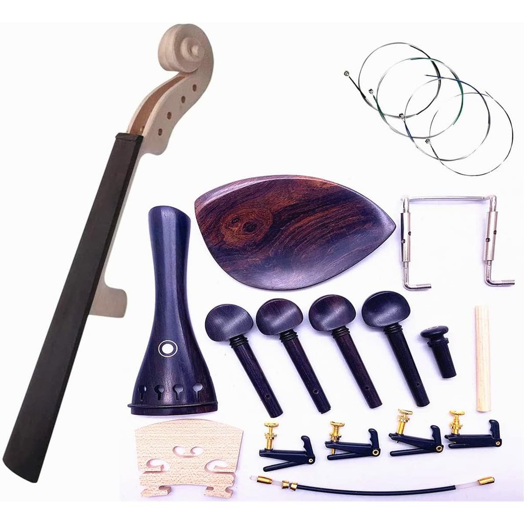 Jiayouy 17 ชิ้น 4/4 DIY ไวโอลินชุดอุปกรณ์เสริมไวโอลินคอและ Fingerboard ลวด Tailpiece Fine Tuner Tail