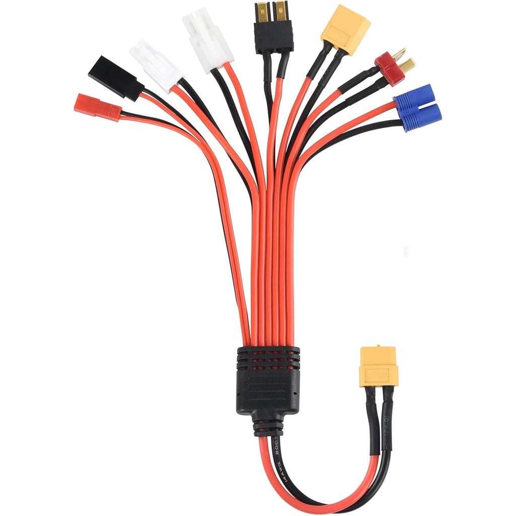 RC Lipo Battery Charger Adapter Connector Splitter Wire 8 in 1 – Universal Connector to XT60/ 4.0mm 