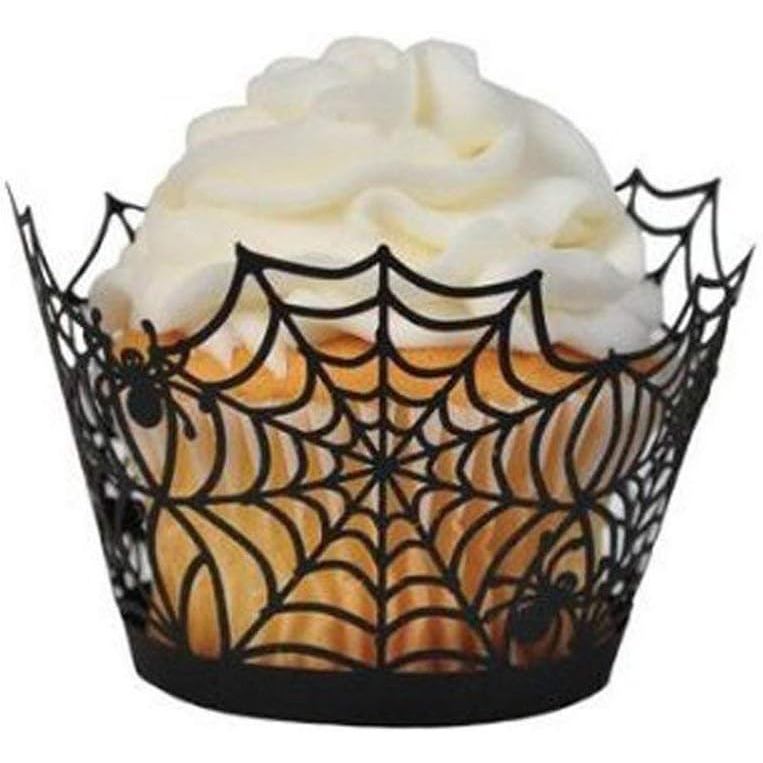 BinaryABC Halloween Cupcake Wrappers,Spider Web Cupcake Wrapper, Halloween Party ตกแต่งอุปกรณ์ 36 ชิ