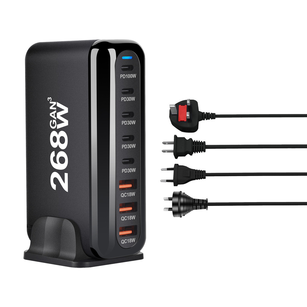 268W Gallium Nitride PD Charger Cross-Border สไตล์ใหม่ 240W Desktop Charger 240W Multifunctional PD 
