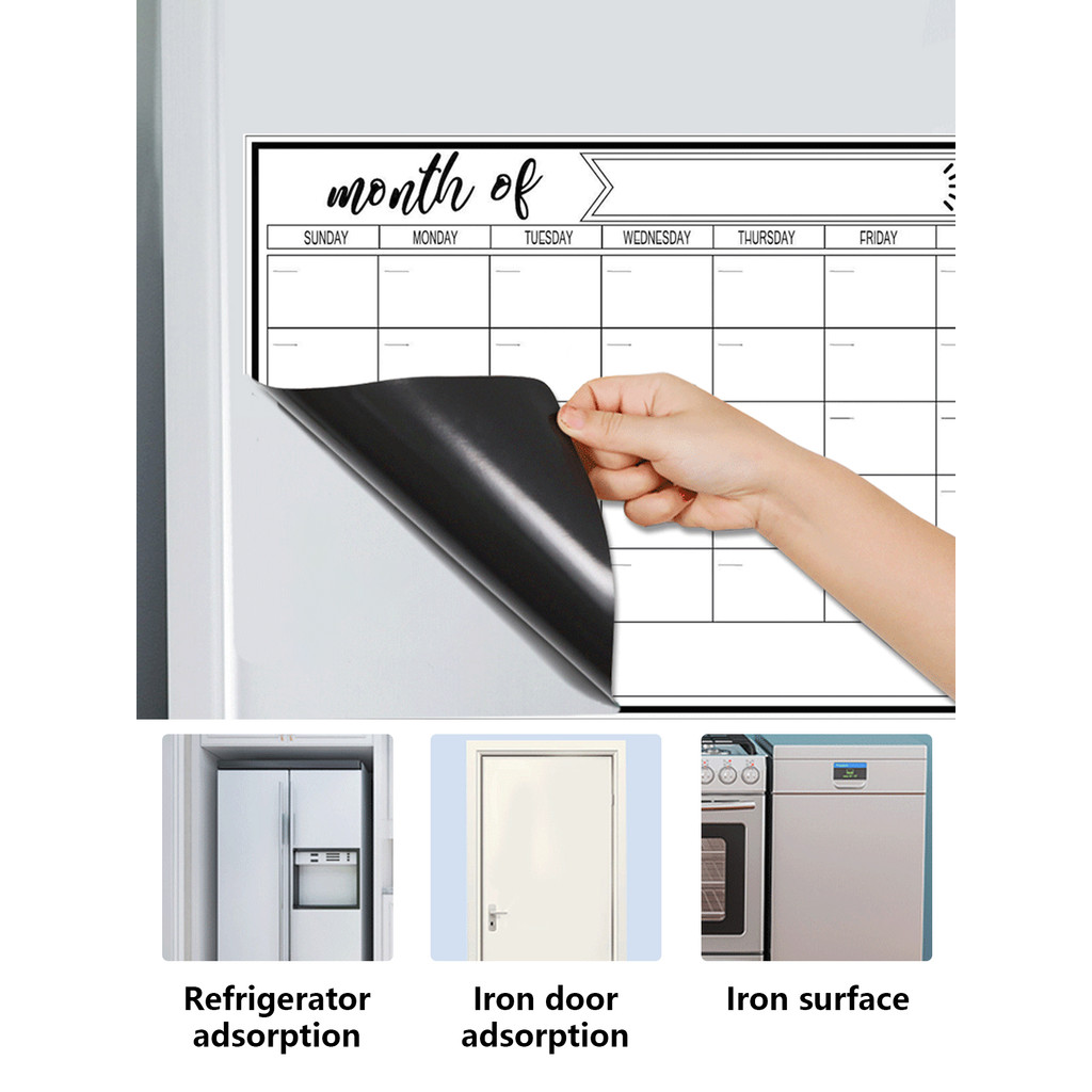 Fridge Magnets Monthly Calendar Magnetic Stickers Waterproof Erasable Calendar Planner Refrigerator 
