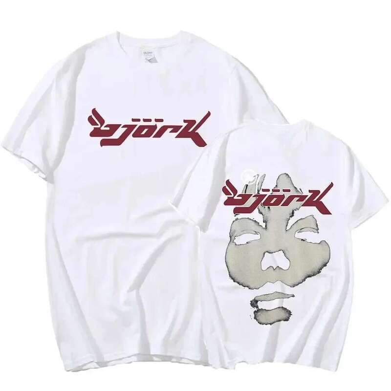 90s Vintage Bjork Look Graphic T Shirt Men's Women's Casual Oversized Short Sleeve T-shirts  Cotton 
