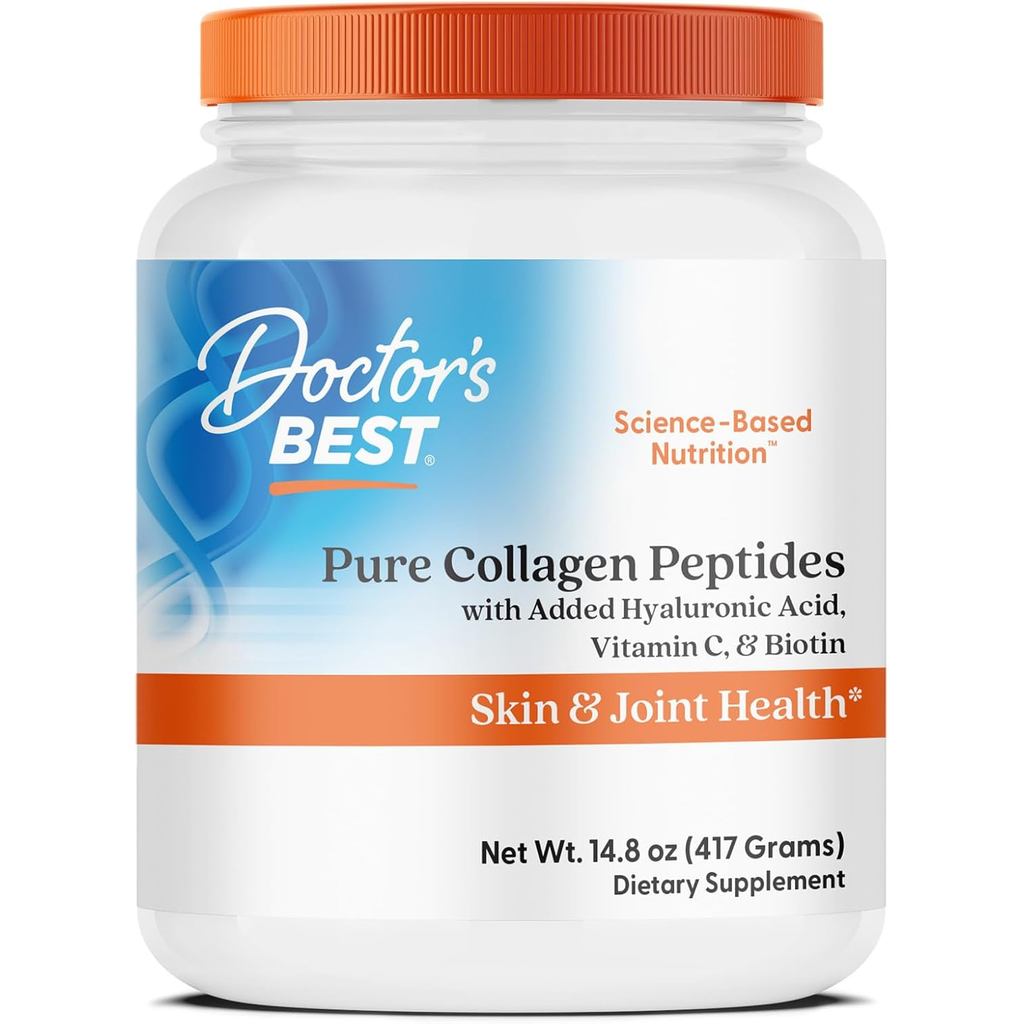 Doctors BEST Pure Collagen Peptides w/Hyaluronic Acid - อาหารเสริมคอลลาเจนสําหรับผู้หญิงและผู้ชาย ไม