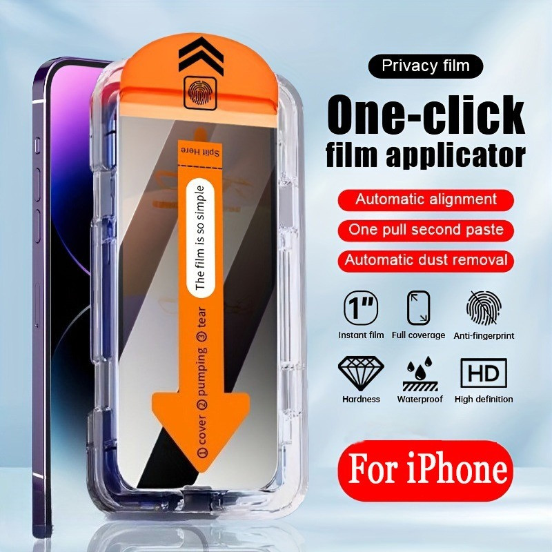 ฟิล์มกระจกพร้อมบล็อกสำหรับติดฟิล์มแบบง่ายๆได้ด้วยตัวเองสำหรับFor iPhone 17 16 15 11 12 13 14 Pro Max 7 8 Plus XS Max