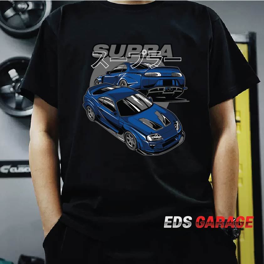 แฟชั่น toyota supra a80 เสื้อยืด redsuns initial d S-5XL ผ้าฝ้ายลูกเรือคอ