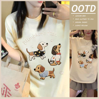 🐕Su.Tee🐕เสื้อน่ารัก เสื้อยืด oversize เกาหลี โคตรนุ่ม เนื้อผ้าฝ้ายผสมโพลีเอสเตอร์ ลาย "Bllmbkbfo ftbh" สินค้าใหม่ 2026