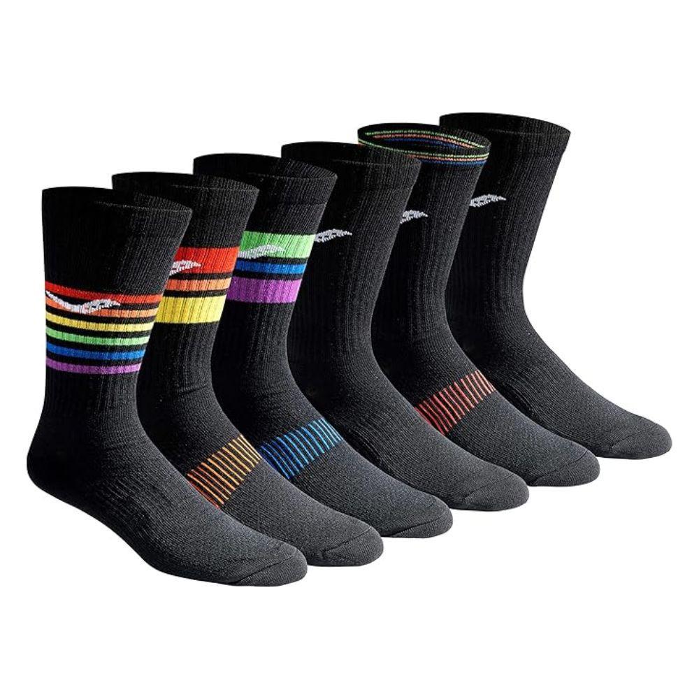 SAUCONY RUN DRY CREW SOCK 6/PACK ถุงเท้าวิ่งสำหรับผู้ชายและผู้หญิง