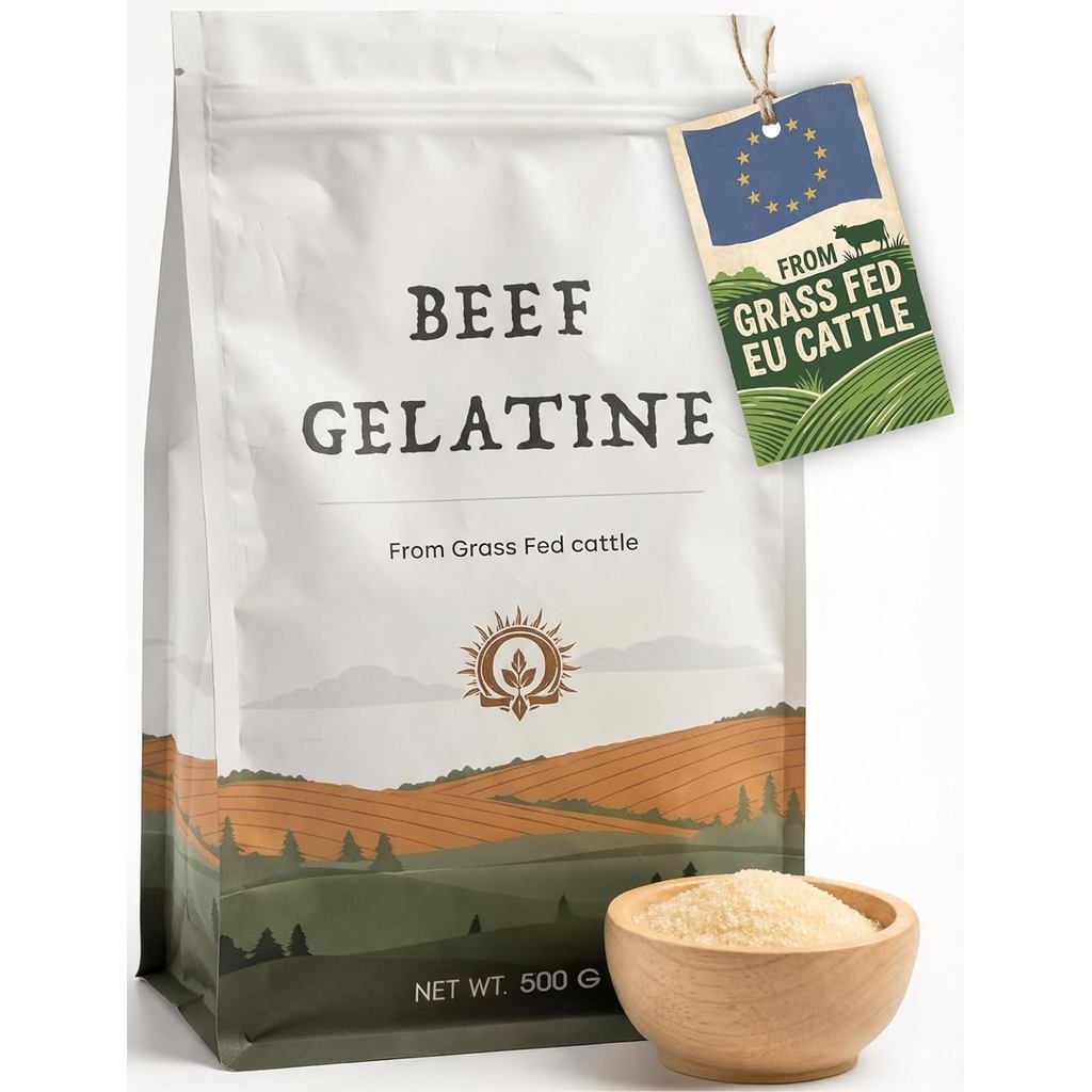 Bovine Gelatine 500g - ผงคอลลาเจนธรรมชาติสำหรับสุขภาพกระดูกและไจต์ - ใช้ทำอาหาร เช่น น้ำซุปกระดูกและ