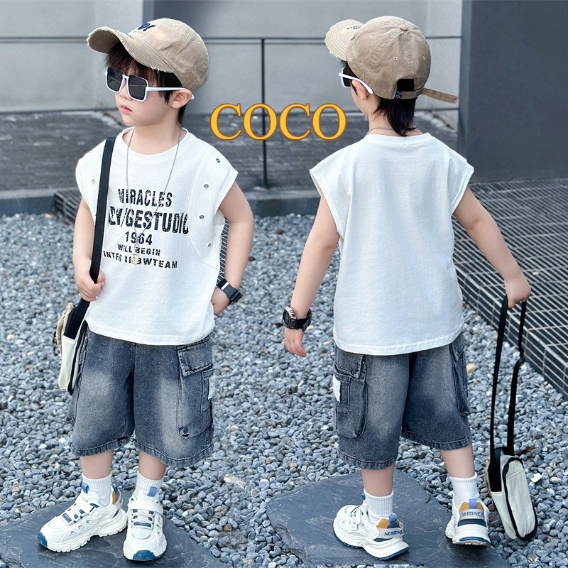 COCO ชุดเซ็ท 2 ชิ้นเด็กผู้ชาย เสื้อแขนกุด+กางเกงขาสั้น รุ่น A2303