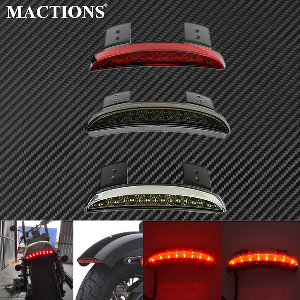 P-รถจักรยานยนต์สับด้านหลัง Fender สีแดง LED ไฟเบรคสำหรับ Harley Sportster XL 883 1200 48 72 Cafe Rac