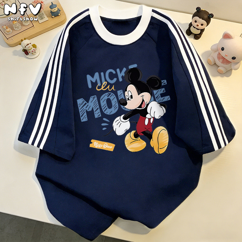 【จัดส่งตลอด 24 ชั่วโมง】NFV แฟชั่นเกาหลี✨ระบายอากาศ Mickey Mouse เสื้อยืดแขนสั้นคอกลม อ่อนนุ่ม ทรงหลวม ใส่สบาย YG1142