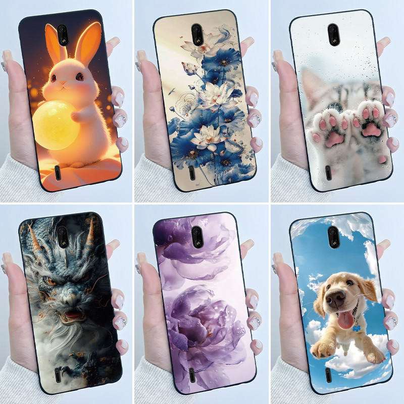ปลอกสําหรับ Nokia C1 / C1 Plus กรณีความงามหรูหราน่ารัก Cool ชายหญิงสีดํา Matte ซิลิโคนนุ่มเคสโทรศัพท์คลุมทั้งหมด