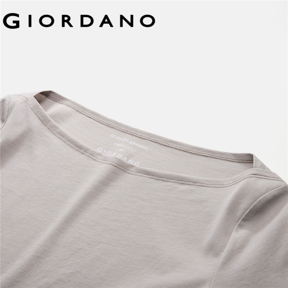 GIORDANO WOMEN Pure Luxurious Cotton One-Shoulder Knitted Short-Sleeve T-Stylish Shirt – Soft & Breathable – Premium Quality 13326251 ราคา ถูกที่สุด ดีลบีเคเค แกลเลอรีภาพที่ 4