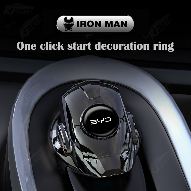 BYD Iron Man ลักษณะเครื่องยนต์เริ่มหยุดปุ่มฝาครอบจุดระเบิดเริ่มปุ่มสวิทช์ฝาครอบป้องกันรถ One Key ปุ่