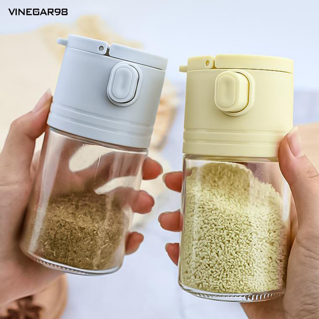 VINE โถปรุงรส โถปล่อยเกลือควบคุม ชุดเครื่องจ่ายเกลือแก้วพร้อม 0