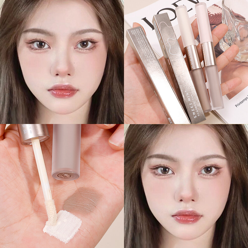 2 ชิ้น Double-Headed Liquid คอนซีลเลอร์ Contour ปากกา Dark Circles สิวรูขุมขน Face Brightening ฐานแต