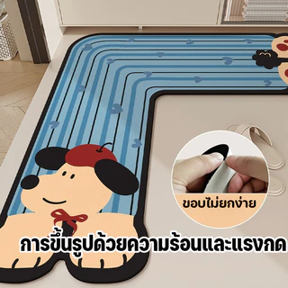 พรม ตัว L ไดอะตอมไมท์ ลายการ์ตูนน่ารัก ดูดซับน้ำดี กันลื่น แห้งเร็ว ใช้ได้ทั้งในครัวและห้องน้ำ