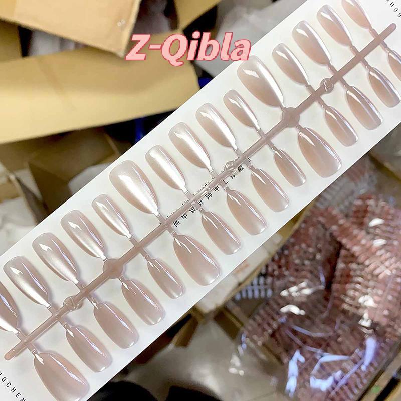 [Z-Qibla-t] 30 ชิ้น/ล็อตสั้นกดบนเล็บแมวตา Pure Ballerina ตกแต่งสวมใส่เล็บปลอมคลุมทั้งหมดเล็บเคล็ดลับ Art