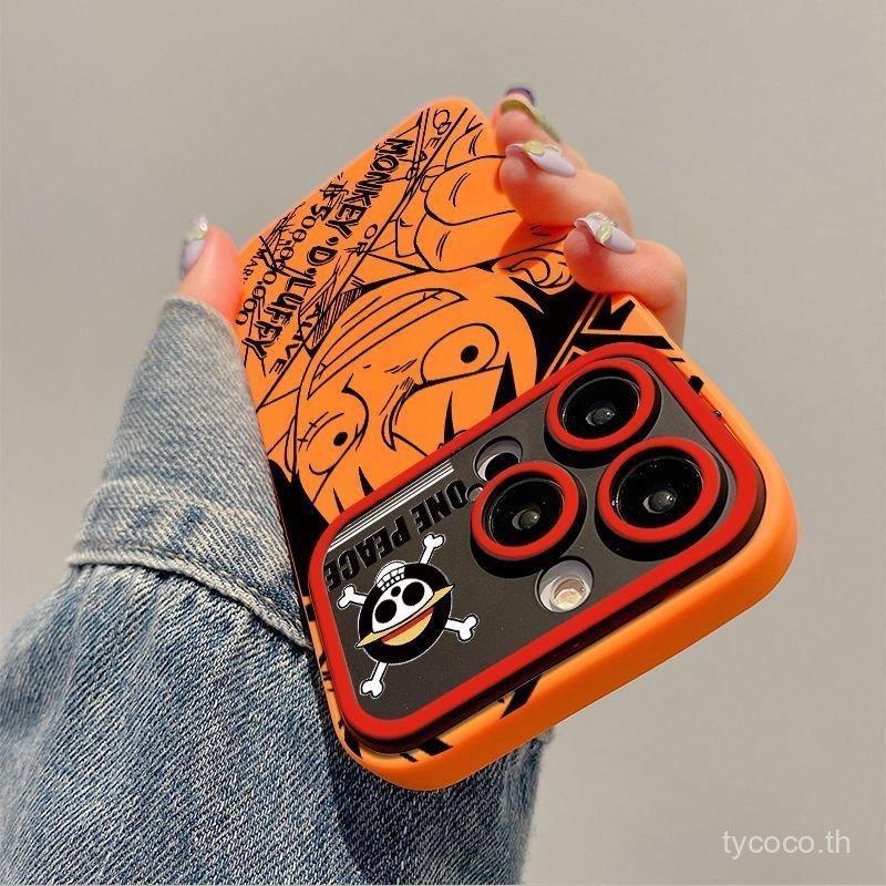 เคสโทรศัพท์ภาพดัดแปลงOne Piece Line LuffyรูปแบบเหมาะสําหรับiPhone 14promax 15promax 14 15 16 17 promax 11promax 12pro 13promax 16pro 15plus Shock-Resistantป้องกันกรณี