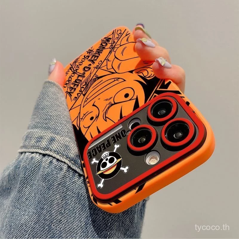 เคสโทรศัพท์ภาพดัดแปลงOne Piece Line LuffyรูปแบบเหมาะสําหรับiPhone 14promax 15promax 14 15 16 17 promax 11promax 12pro 13promax 16pro 15plus Shock-Resistantป้องกันกรณี