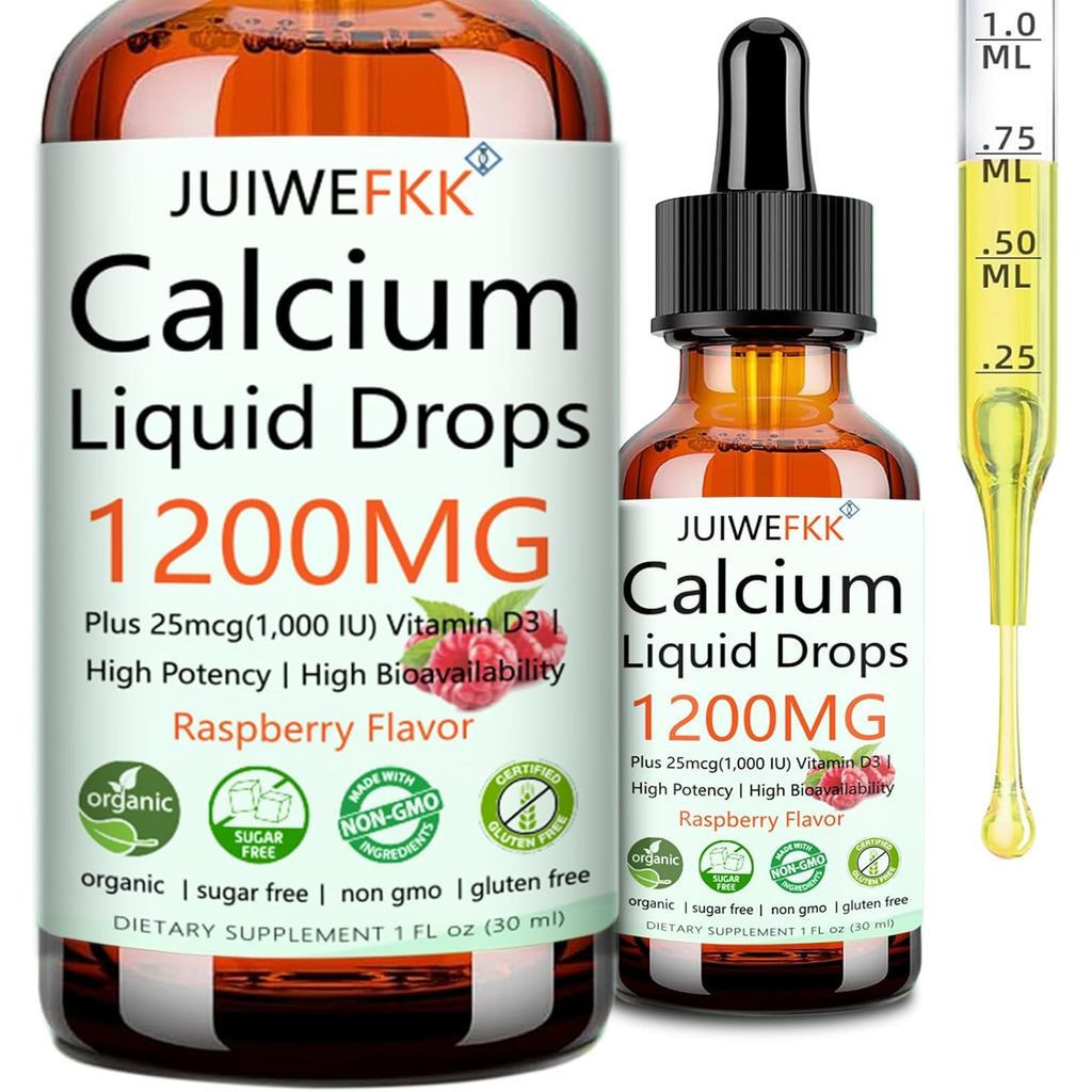แคลเซียม 1200มก. พร้อมวิตามิน D3 Liquid Drops, Extrat Strength 4-in-1 Calcium Citrate w. วิตามิน D3 