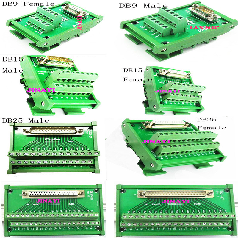 1 PC DB15 DB25 DB26 DB37 DB44 DB50 D-SUB ชายหญิงสัญญาณ Terminal PCB Breakout 2 แถวโมดูลกล่องอะแดปเตอ