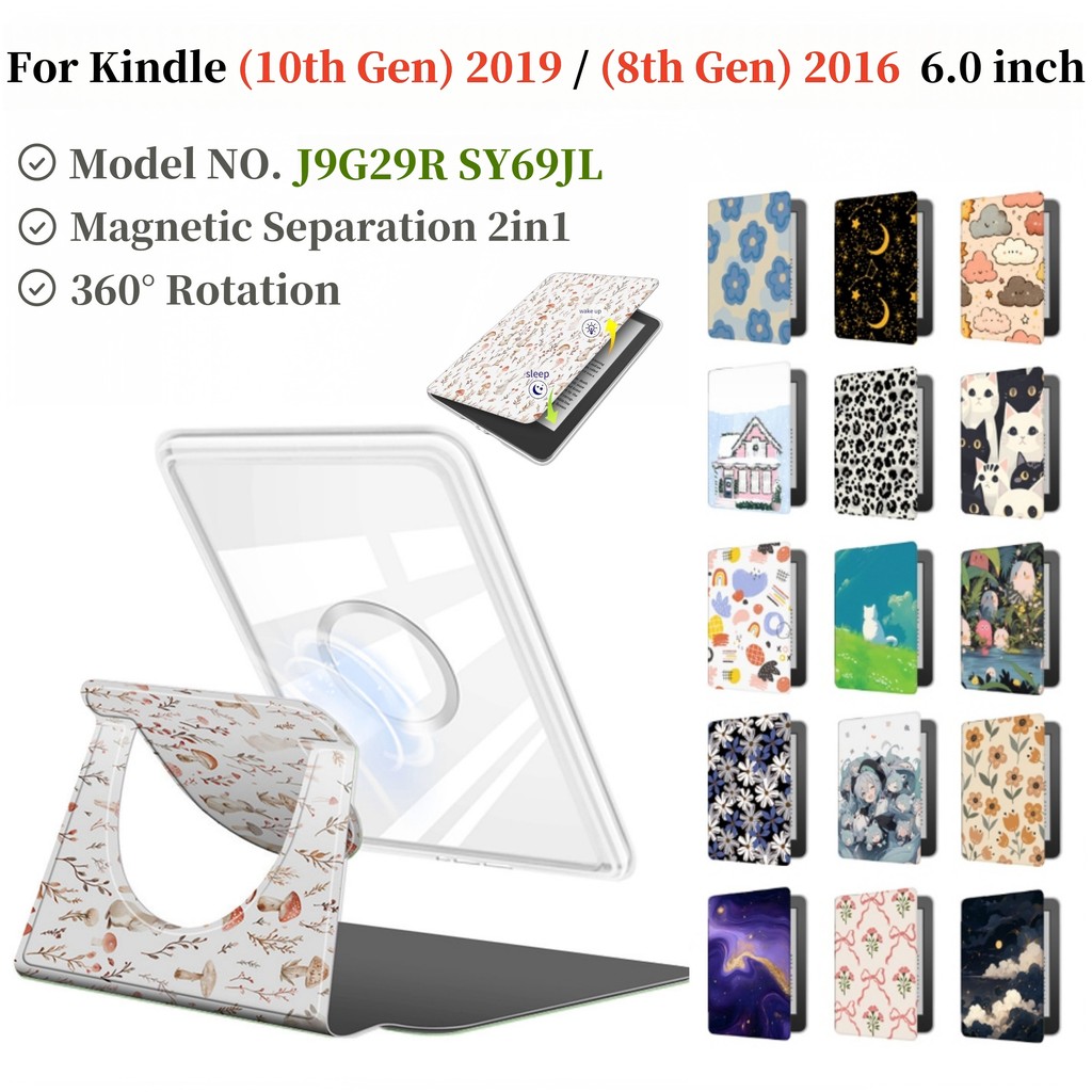 สําหรับ Kindle 10th Generation 2019 8th Gen 2016 6.0 J9G29R SY69JL 2-in-1 แม่เหล็กแยกอะคริลิค Basic 