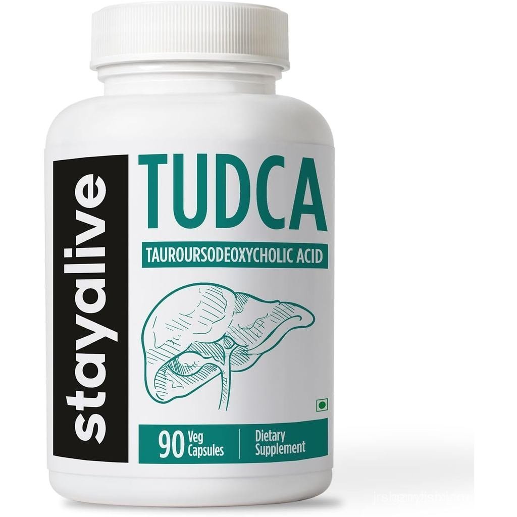 STAY ALIVE TUDCA อาหารเสริม 500 มก., 90 แคปซูลสําหรับตับ, & แคปซูลผง TUDCA ปราศจากกลูเตน (กรดเต่า) ส