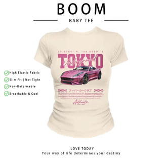 COD（จัดส่งภายใน 24 ชั่วโมง）เสื้อสาวอวบ เสื้อครอปท็อป แขนสั้น babytee สไตล์เกาหลี y2k T-shirt | ธีมรถแข่ง