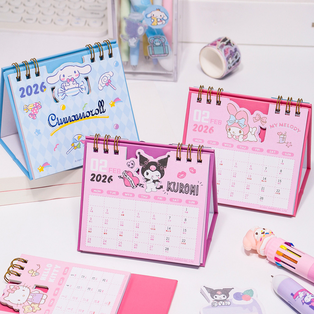 Sanrio Kuromi My Melody 2026 ปฏิทินตั้งโต๊ะวางแผนรายสัปดาห์ Pochacco Standing Tabletop Organizer