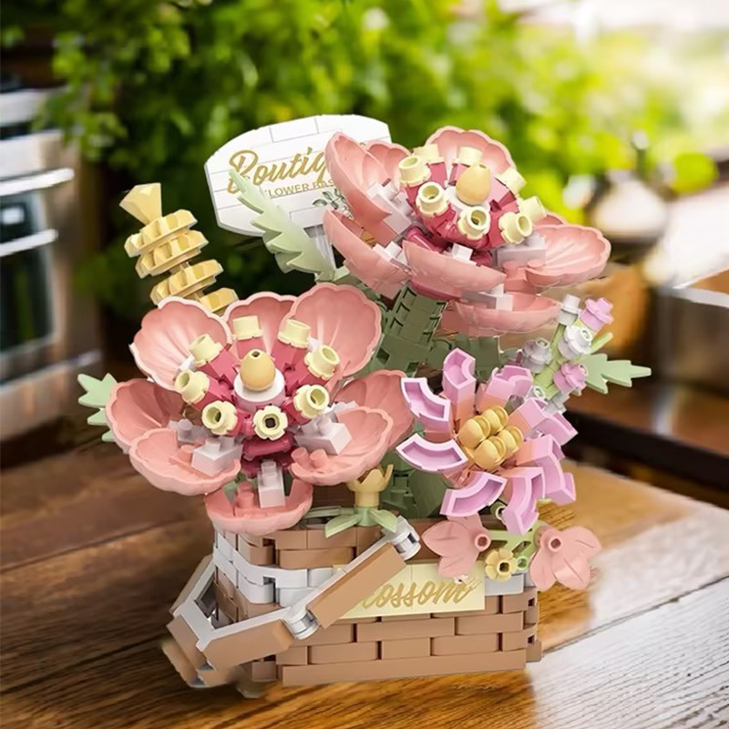 ดอกไม้บล็อกตัวต่อ ดอกทานตะวัน ดอกกุหลาบ ชุดตะกร้าดอกไม้ ดอกไม้ที่ไม่เคยเหี่ยวเฉา ของขวัญวันวาเลนไทน์ คริสต์มาส - รูปที่ 7