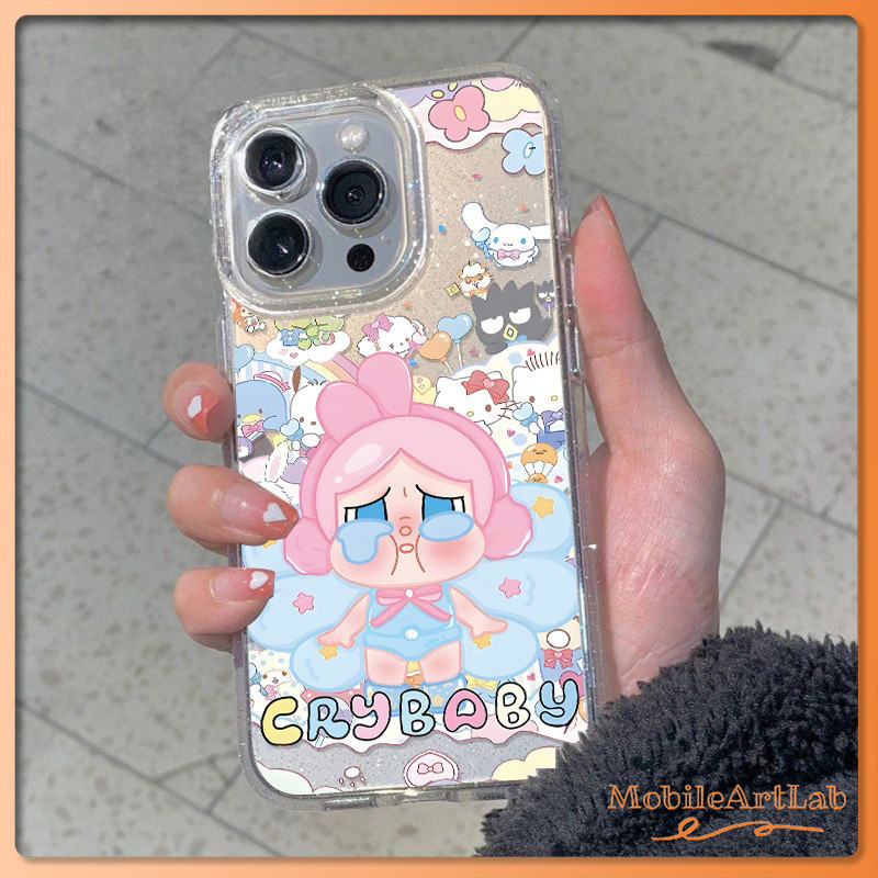 💥เคสไอโฟน เคสใสกากเพชร สำหรับ iPhone 11 16 pro max 13 12 14 15 promax 7 plus เคสใสกันกระแทก วิจิตร Flash CryBaby