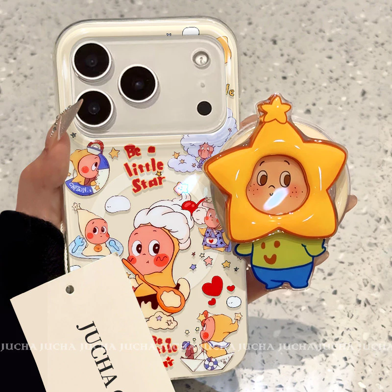 การ์ตูนการ์ตูน Star Magnetic Case Samsung S26 S21 S22 S23 S24 S25 FE Ultra เคสโทรศัพท์ Samsung 23ultra เคสป้องกัน S24 + เคสโทรศัพท์สีขาว