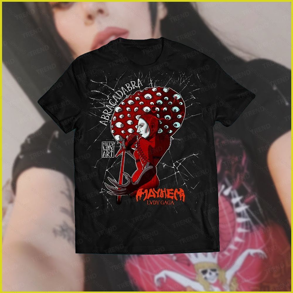 Lady Gaga อัลบั้ม MAYHEM LG7 Merch เสื้อยืดผ้าฝ้าย Unisex Vintage Fashion Street Loose tee