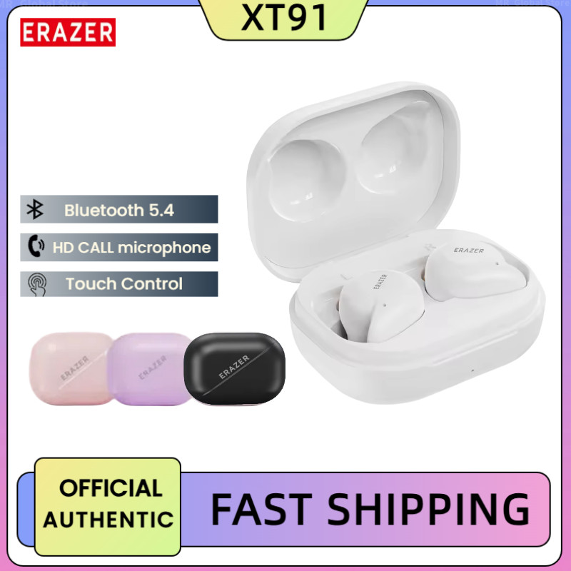 ERAZER XT91 หูฟังบลูทูธ TWS หูฟังไร้สาย Mini Lenovo หูฟังพร้อมไมโครโฟนสีชุดหูฟังโปร่งใสแบบพกพา muisc