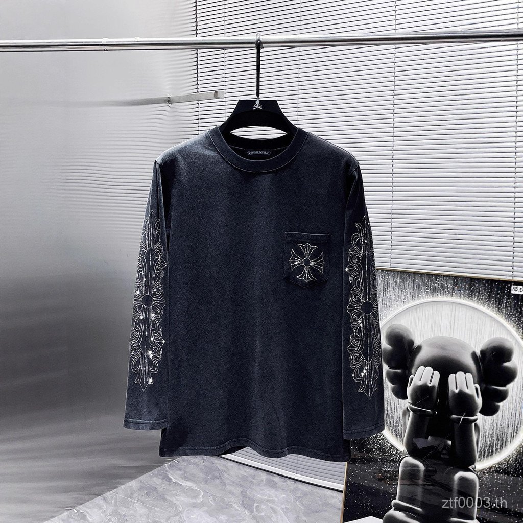 new chrome heartsHot Diamond Cross เสื้อยืด unisex แขนยาว MIRT