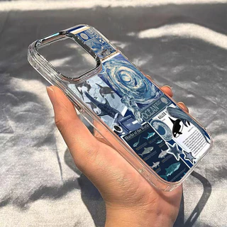 Marine Shark Label Clearเคสโทรศัพท์สําหรับiPhone 17 16 15 Pro Max 14 Plus 13 12 11 XS X 7 8 16Eกันกระแทกปกอ่อน