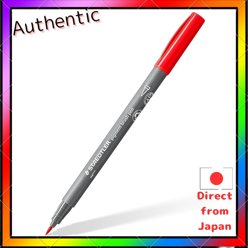 Staedtler Water-Based Pigment Brush Pens, Red, Pack of 10, 371-2*10