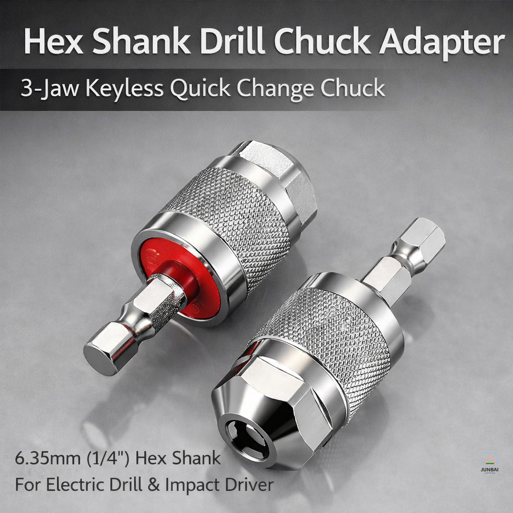อะแดปเตอร์หัวจับดอกสว่านแบบไม่มีกุญแจ Hex Shank | หัวแปลงเปลี่ยนด่วน 3-Jaw