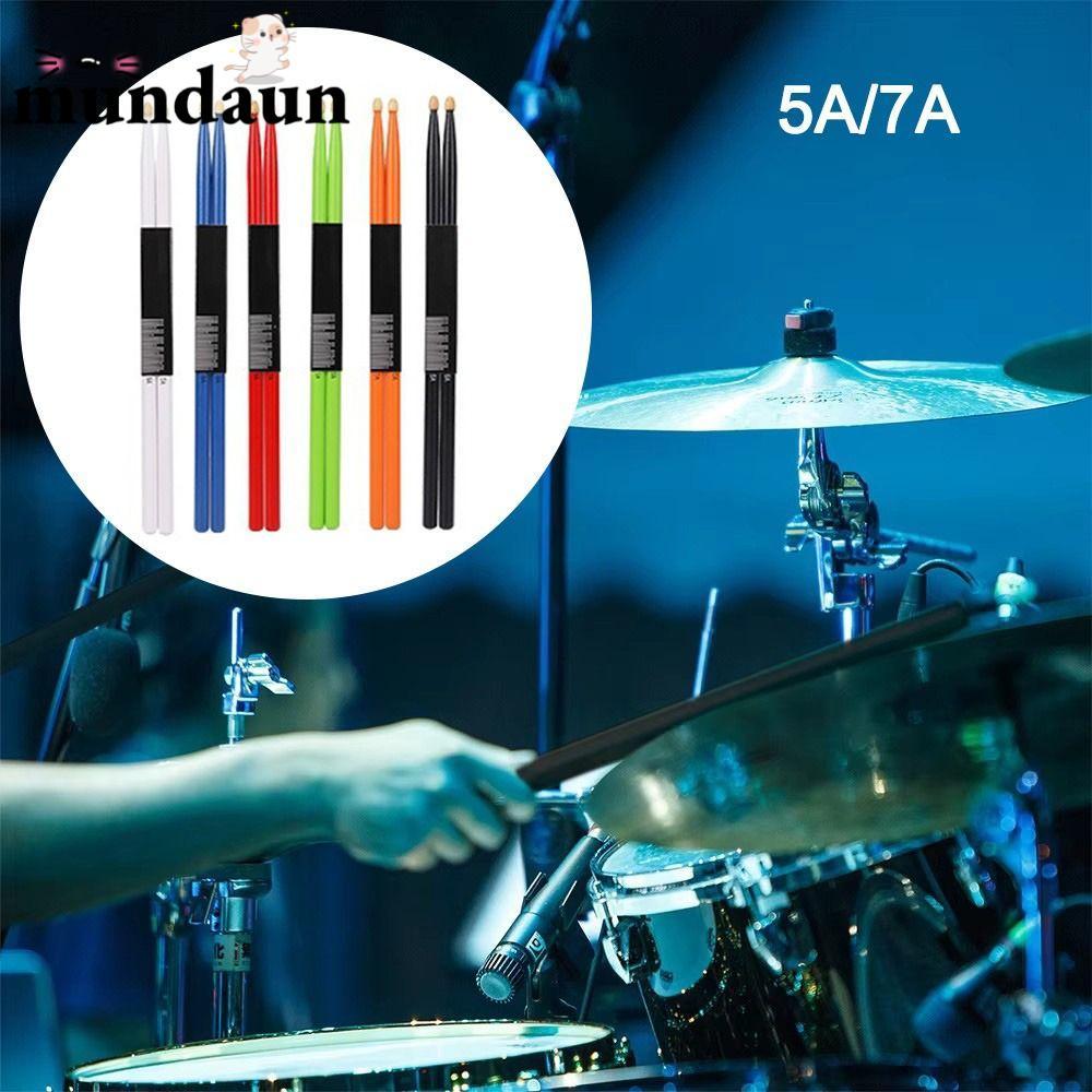 MUNDAUN 5A 7A Drum Sticks, Drum Hammer Percussion Instrument Accessories Professional สีสัน Drumstic