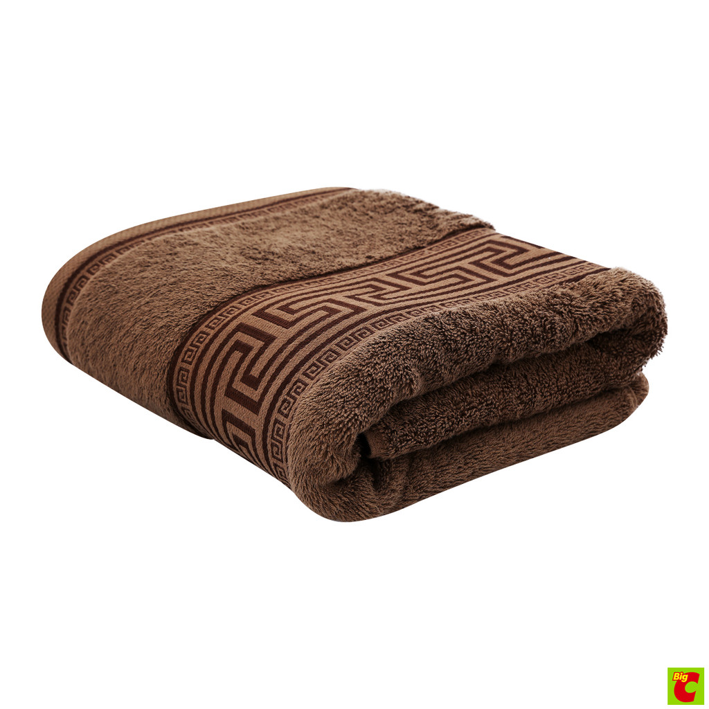 เบสิโค ผ้าขนหนู ลายกุญแจจีน ขนาด 29x60 นิ้ว สีน้ำตาล