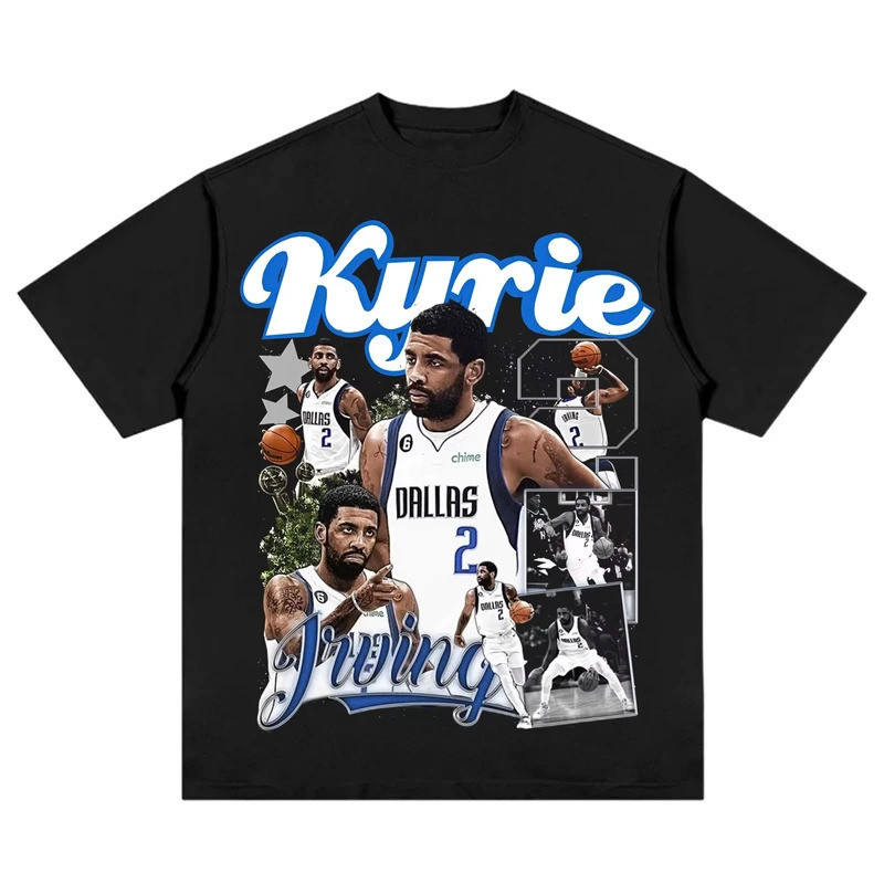 Kyrie Irving Retro Print Cotton Short Sleeve T-shirt Fan Basketball Loose Adult and Children Ata