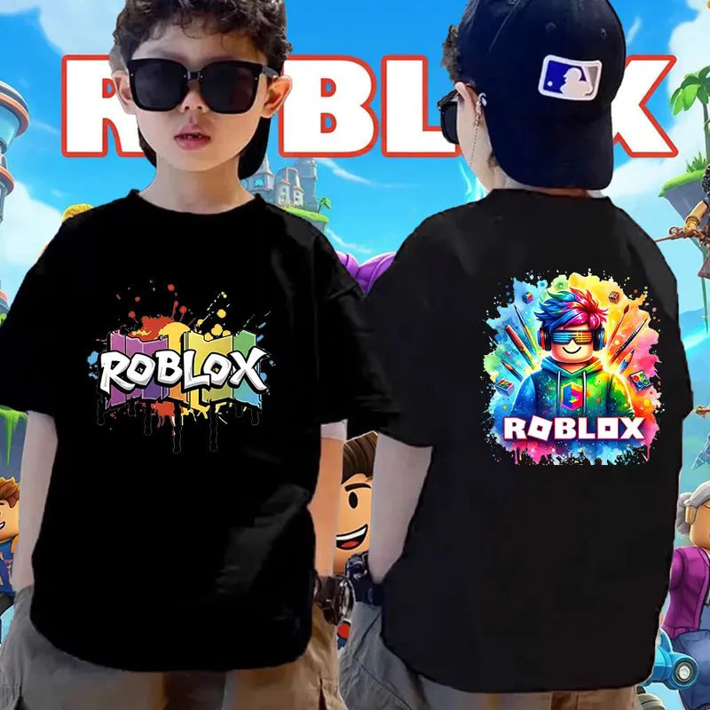 ของเด็ก เสื้อเด็ก เสื้อคอกลม สบายและนุ่ม คุณภาพดี unisex พิมพ์ลาย 'ROBLOX' สบายและนุ่ม อายุ 2-9 ปี