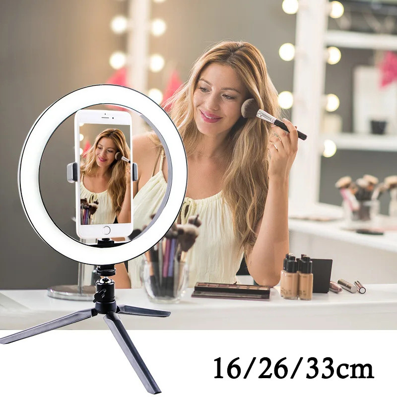 LED Ring Light Photographic Selfie Ring Lighting with Phone Holder for Tiktok Youtube Makeup Video L